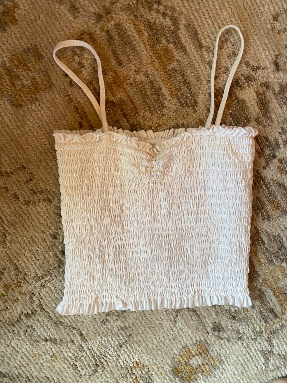 Brandy Melville Cream Smocked Spaghetti Strap Cami